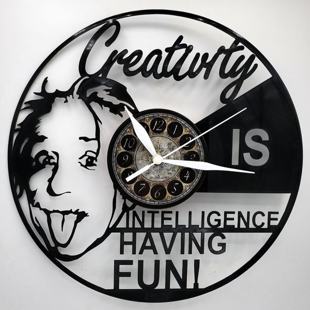 Einstein vinyl record clock
